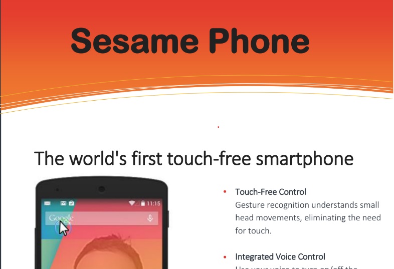 Sesame Phone - world's first touch-free smartphone