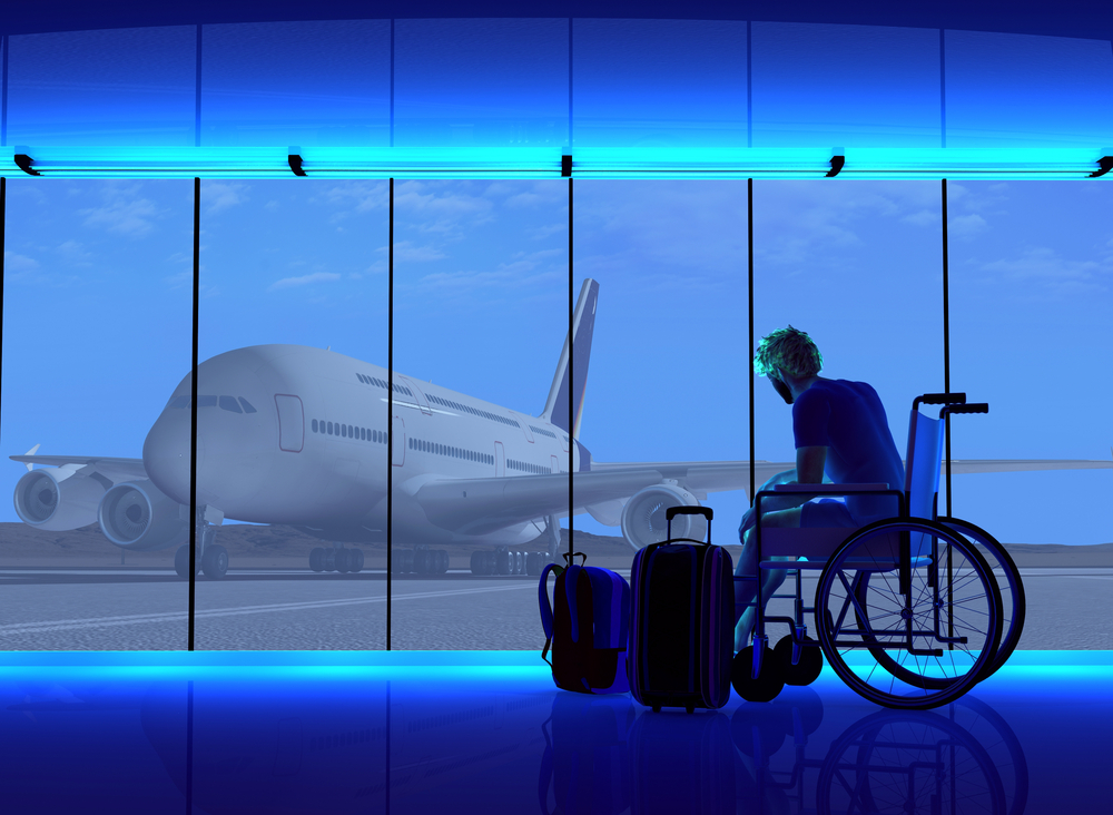 Man with disabilities at the airport