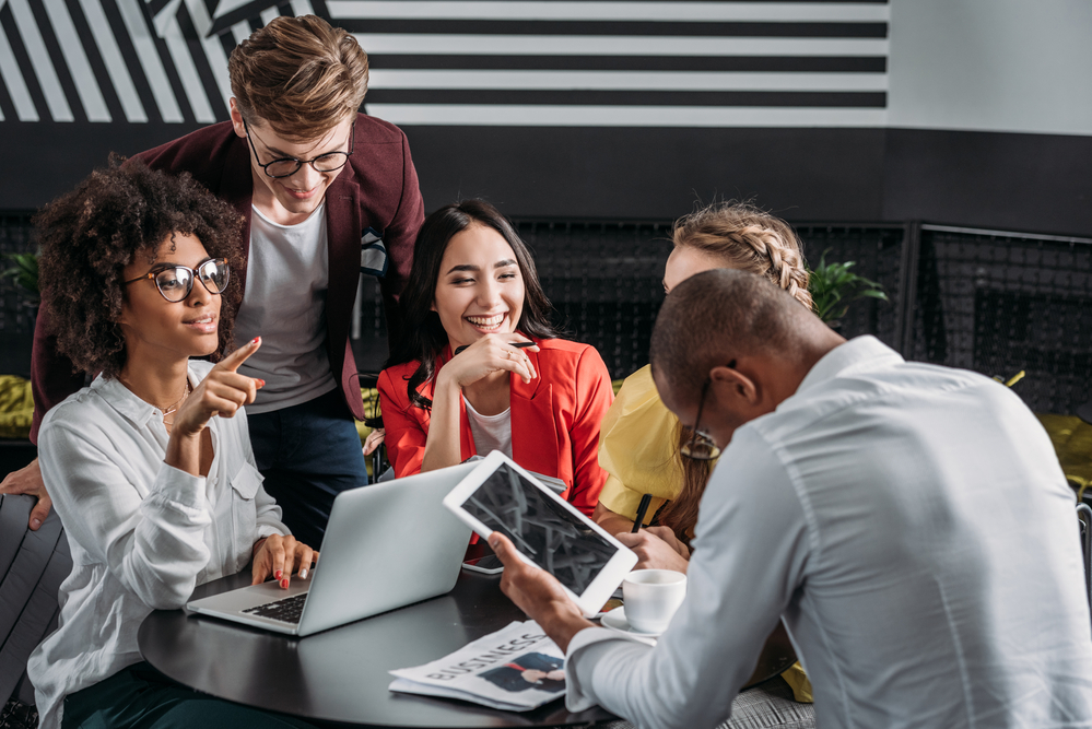 team working collaboratively in the workplace